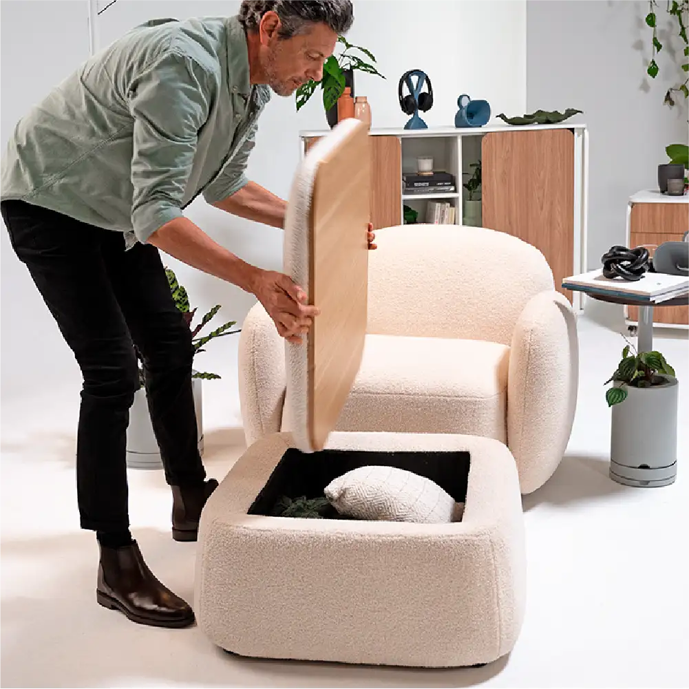 Mesa de centro Elements Berti 3 em 1 (Mesa + Puff + Baú)